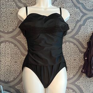 Black Ruffled One-Piece Swimsuit